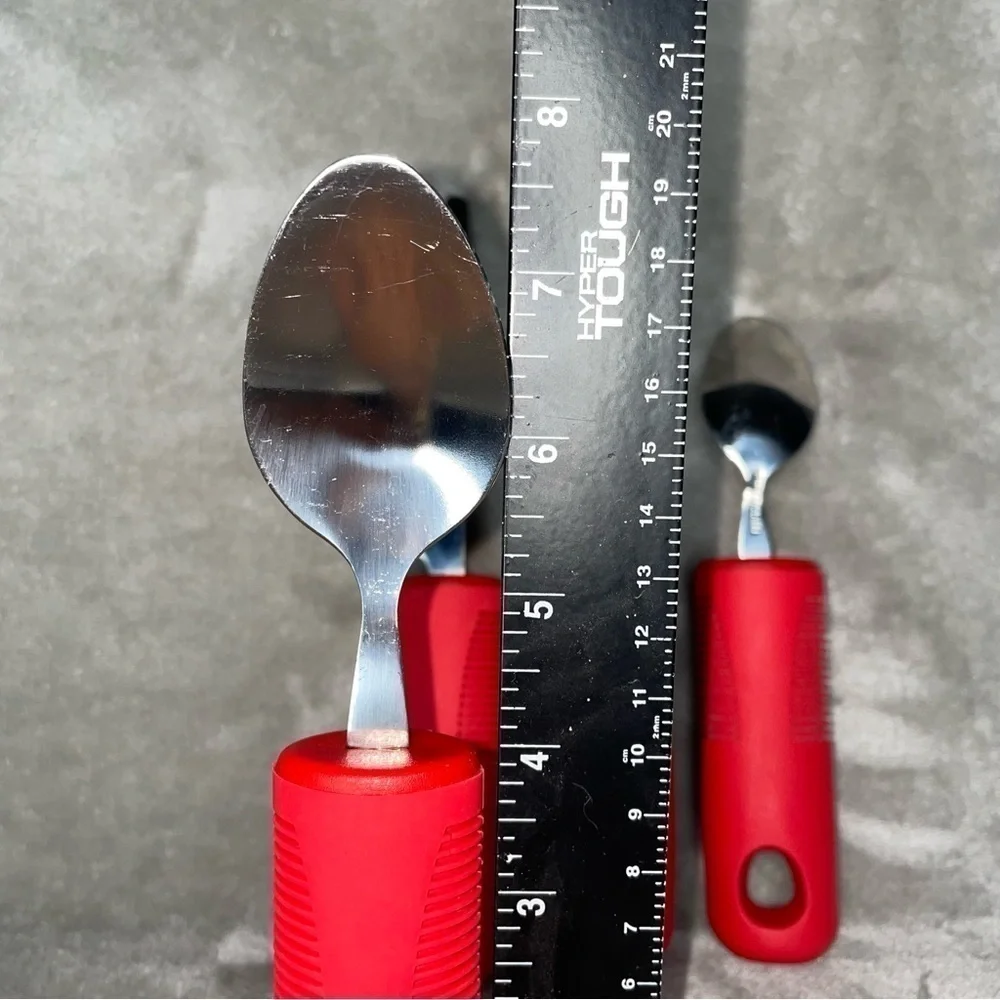 Adaptive Extra Large Easy Grip Stainless Steel Silverware Set 4 Piece Red
